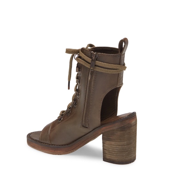 NEW Free People Brown Open Toe Leather Booties City of Lights Size EU40 US10 - Picture 4 of 14